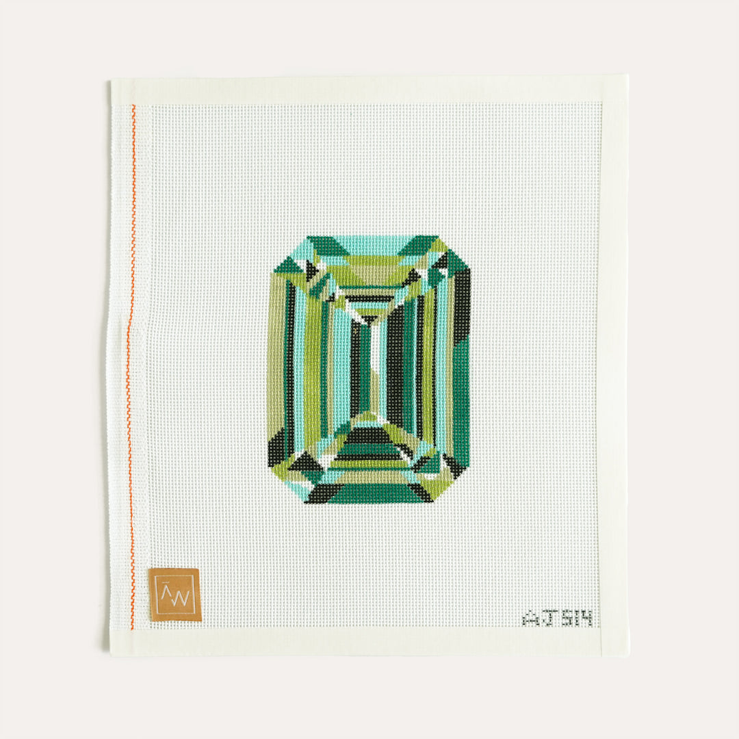 Emerald needlepoint canvas with 3.5x4.5 inch design on 18 mesh by Audrey Wu