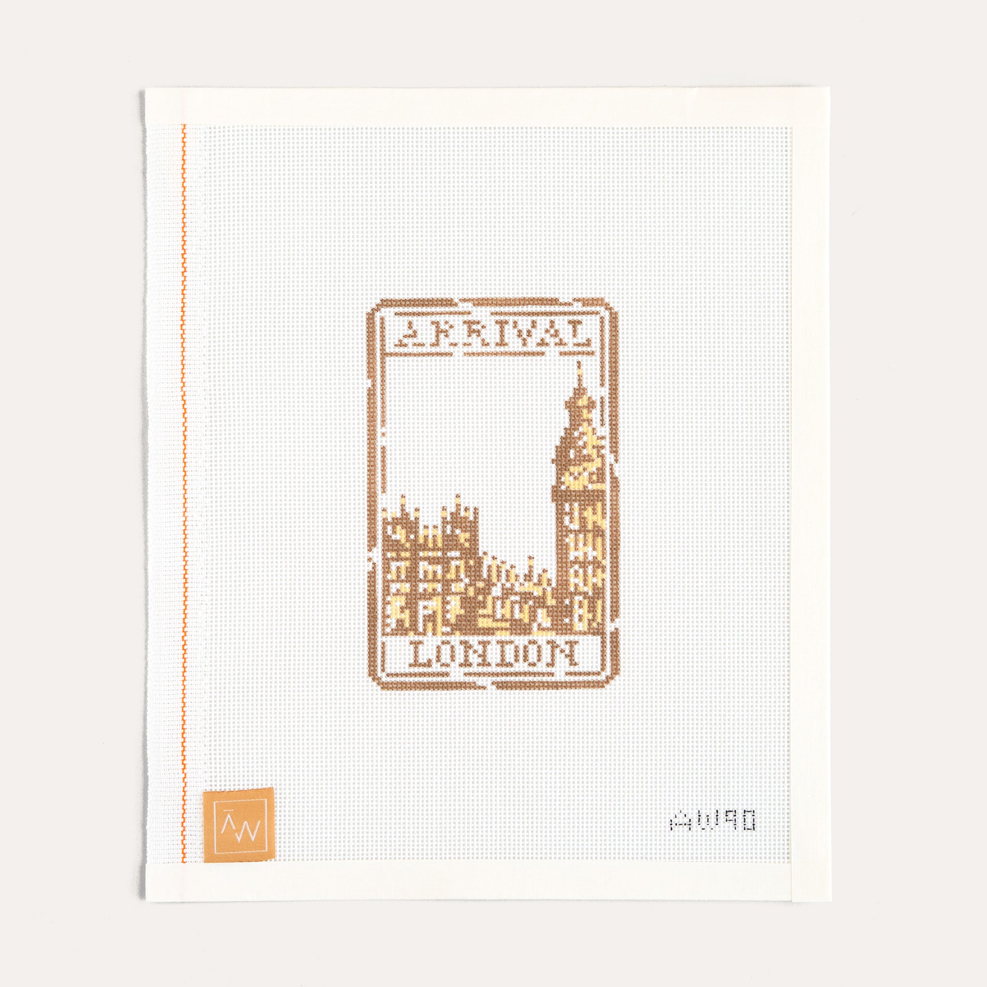 London Passport Stamp Needlepoint Canvas | Audrey Wu | 18 Mesh SEO