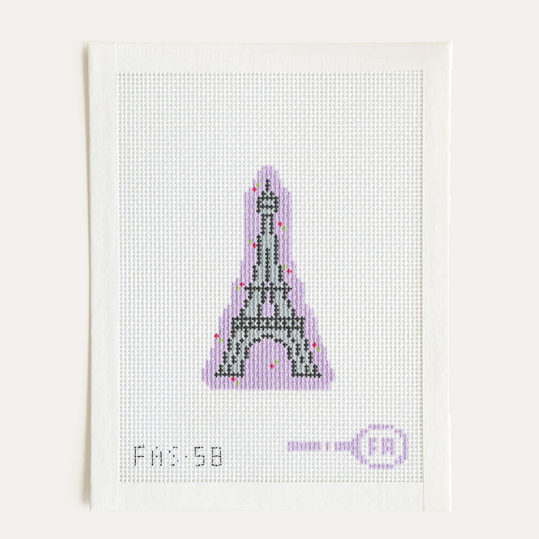 Mini Eiffel Tower needlepoint canvas by Frances Abel Studio on 13 mesh