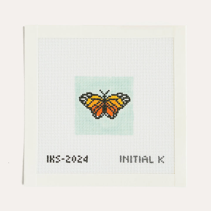 Mini Monarch Butterfly Needlepoint Canvas by Initial K Studio in 18 mesh