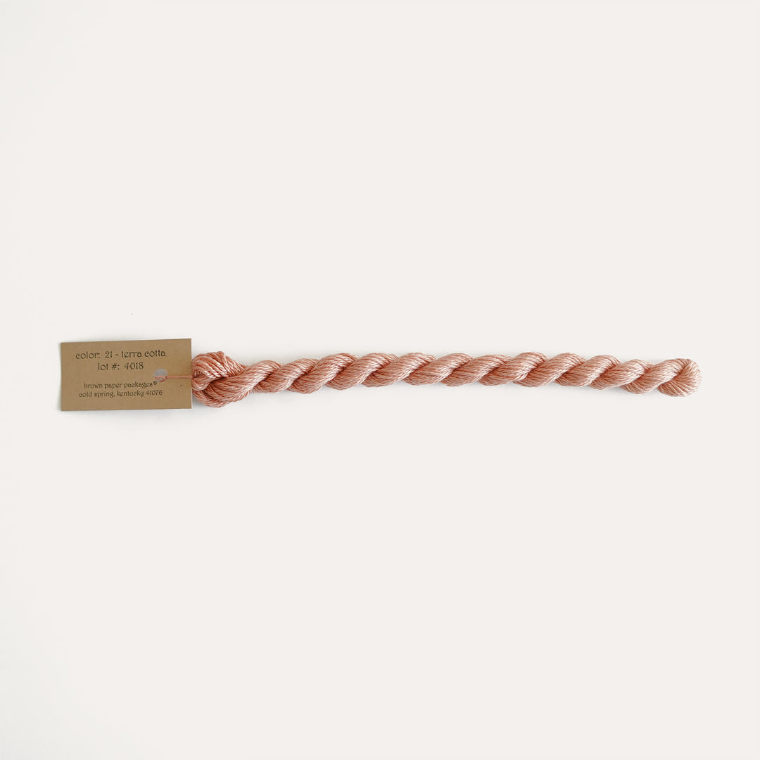 Silk & Ivory thread color 21 Terra Cotta for needlepoint stitching