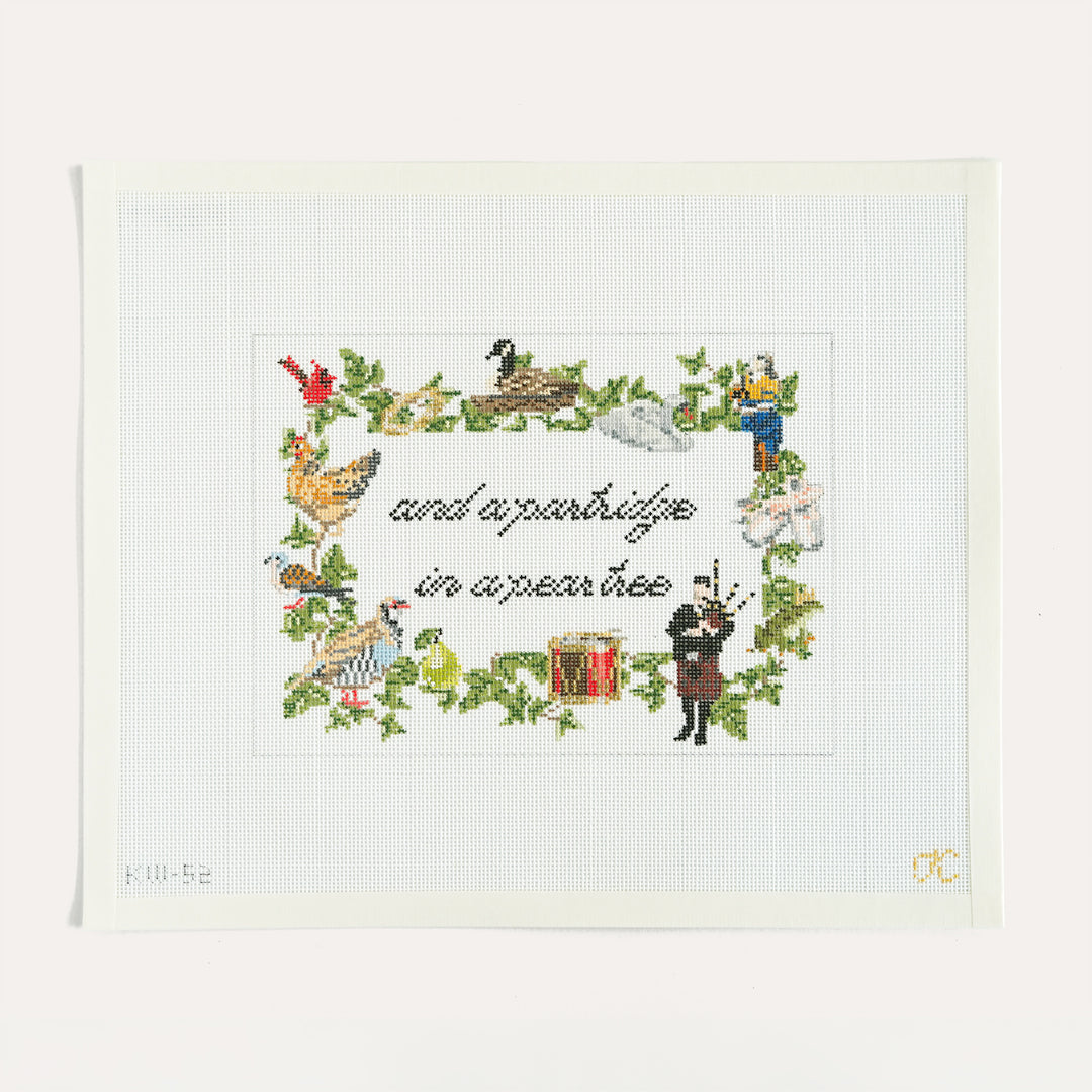 Partridge in a Pear Tree canvas by The Gingham Stitchery in 18 mesh