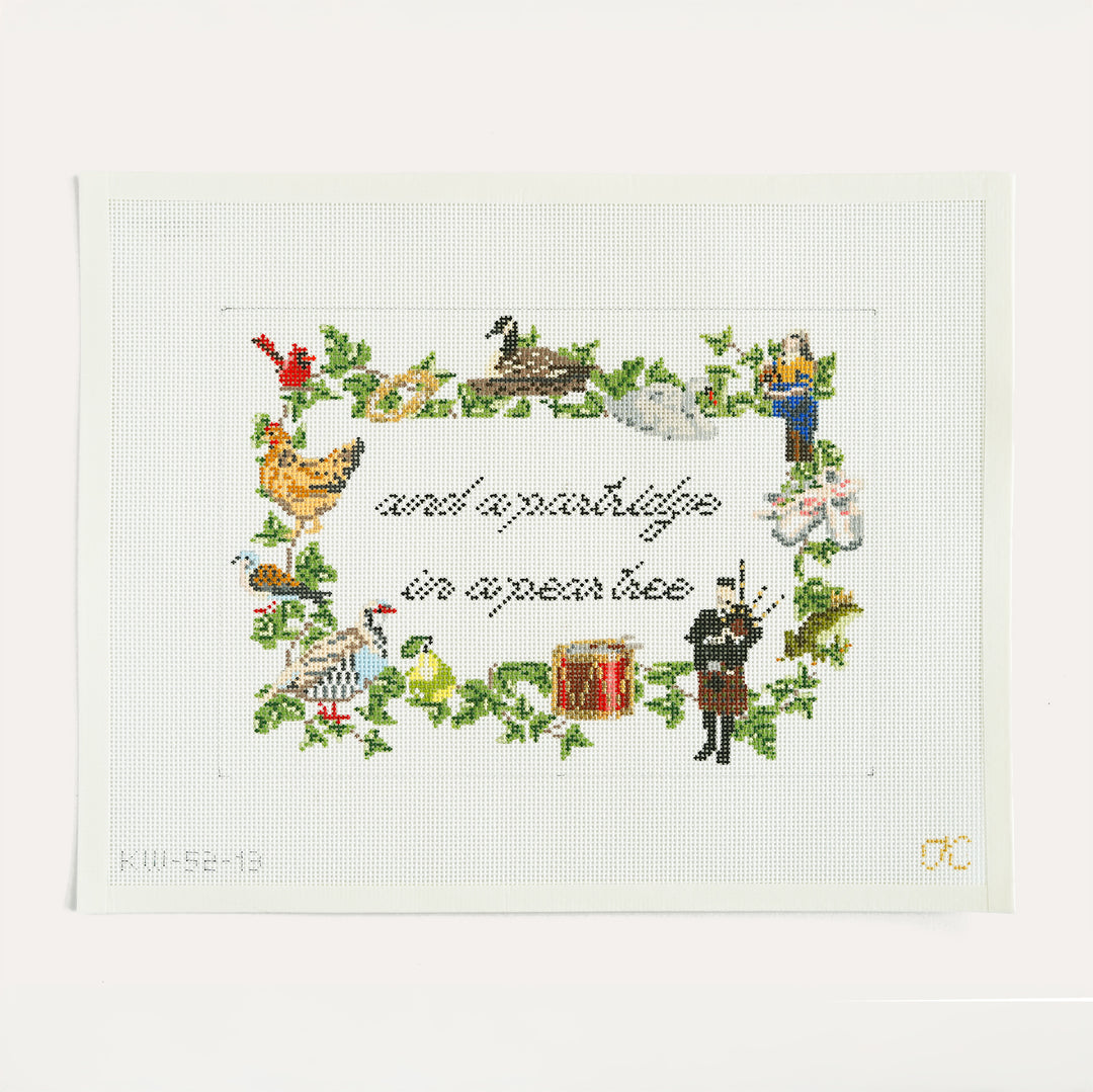 Partridge in a Pear Tree canvas by The Gingham Stitchery on 13 mesh