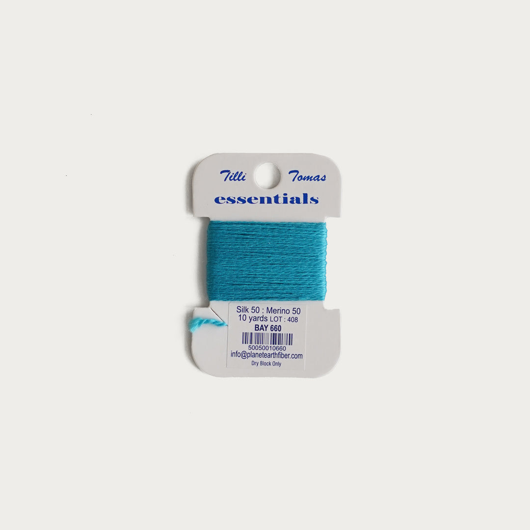 Tilli Tomas Essentials Thread Card in Bay E-660 - 50% silk, 50% merino wool, perfect for 18 mesh needlepoint.