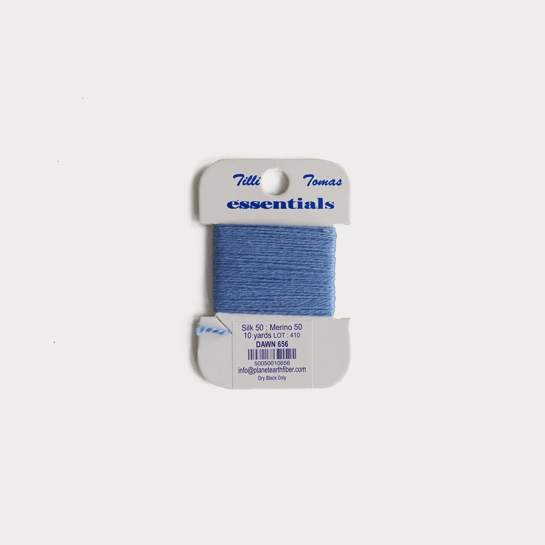 Tilli Tomas Essentials Thread Card in Dawn E-656 - 50% silk, 50% merino wool, perfect for 18 mesh needlepoint.