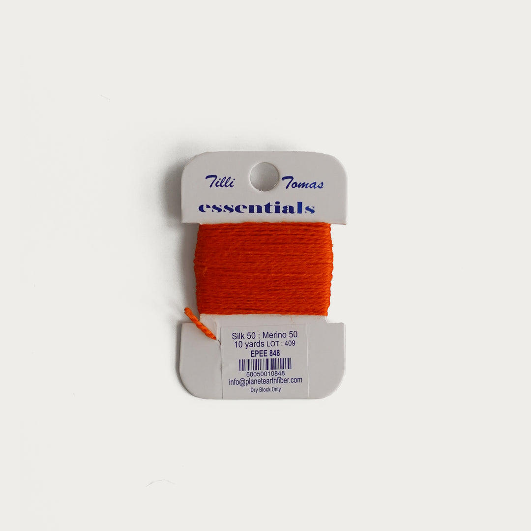 Tilli Tomas Essentials Thread Card in Epee E-848 - 50% silk, 50% merino wool, perfect for 18 mesh needlepoint.