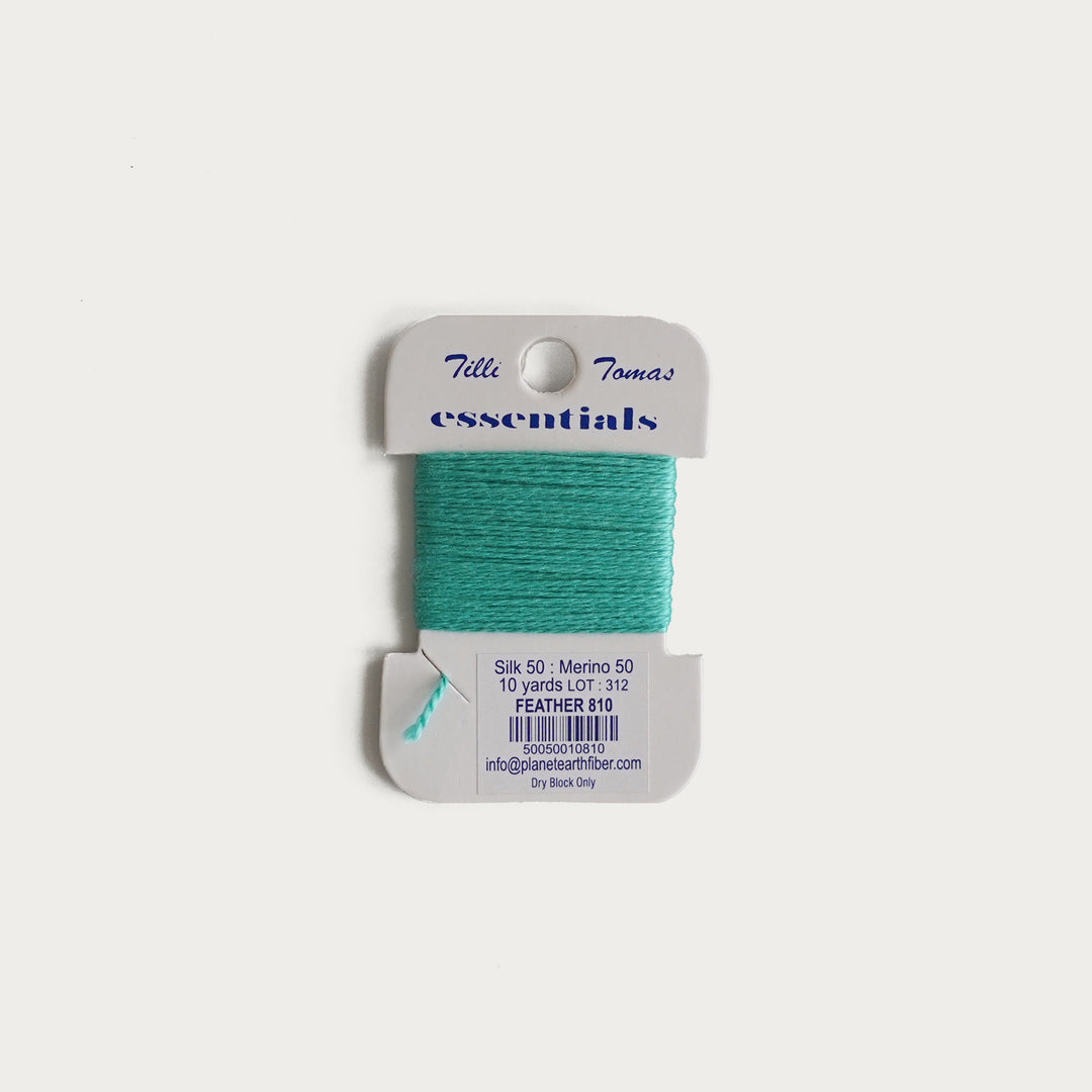 Tilli Tomas Essentials Thread Card in Feather E-810- 50% silk, 50% merino wool, perfect for 18 mesh needlepoint.