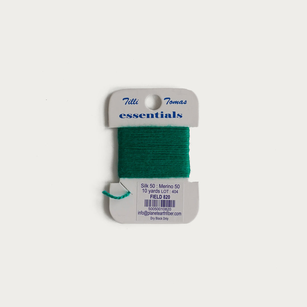 Tilli Tomas Essentials Thread Card in Field E-820 - 50% silk, 50% merino wool, perfect for 18 mesh needlepoint.