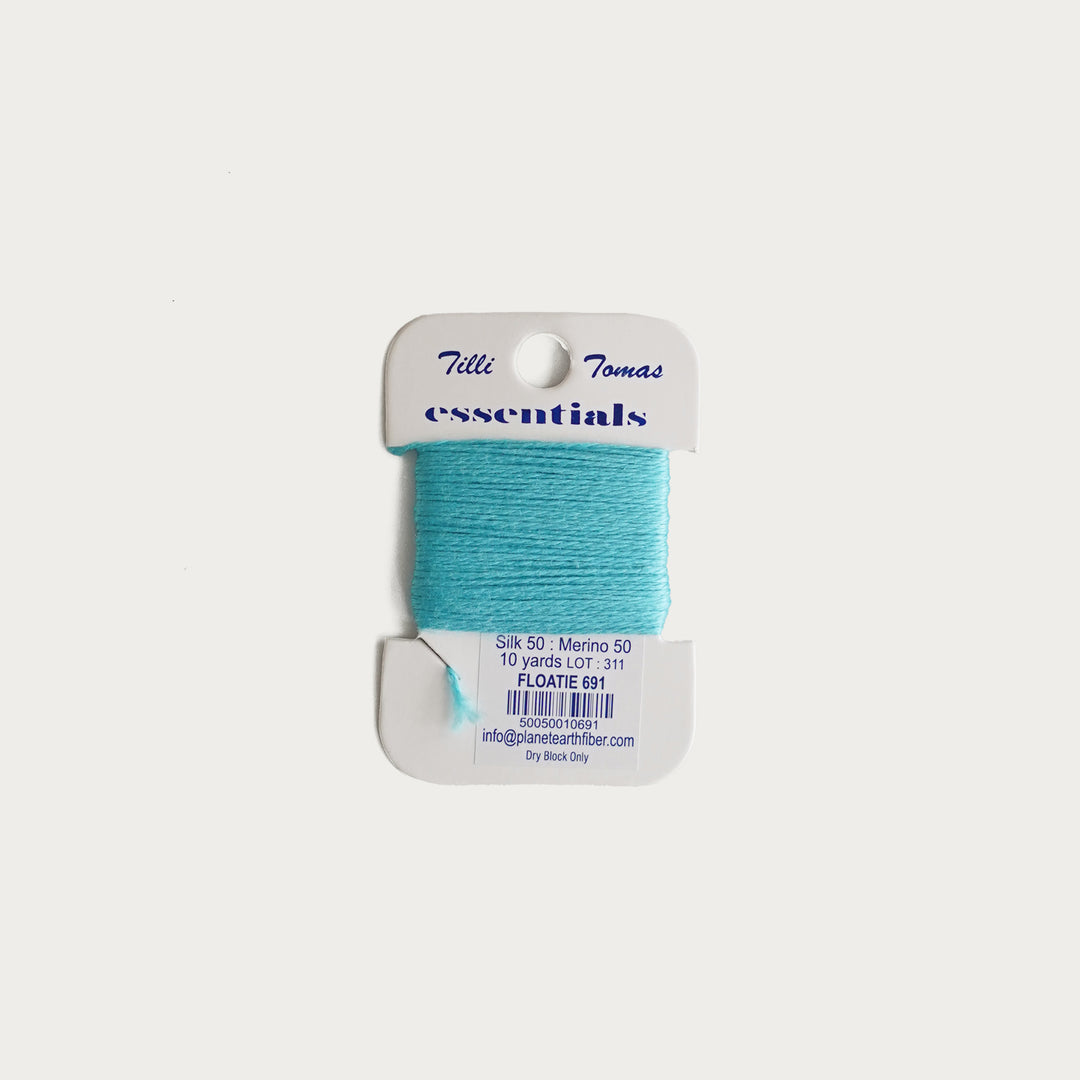 Tilli Tomas Essentials Thread Card in Floatie E-691 - 50% silk, 50% merino wool, perfect for 18 mesh needlepoint.