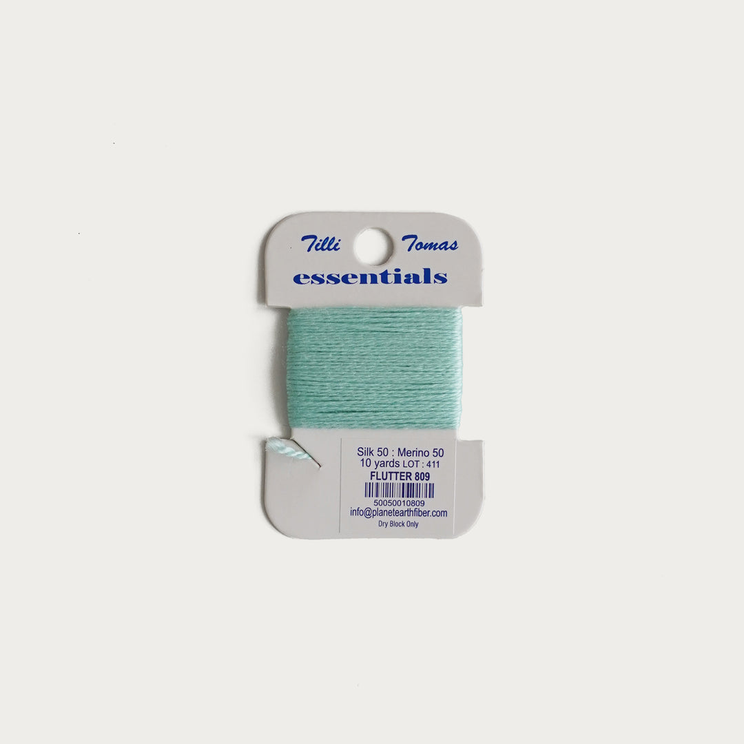 Tilli Tomas Essentials Thread Card in Flutter E-809 - 50% silk, 50% merino wool, perfect for 18 mesh needlepoint.