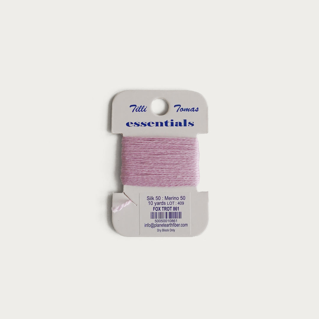 Tilli Tomas Essentials Thread Card in Fox Trot E-861 - 50% silk, 50% merino wool, perfect for 18 mesh needlepoint.