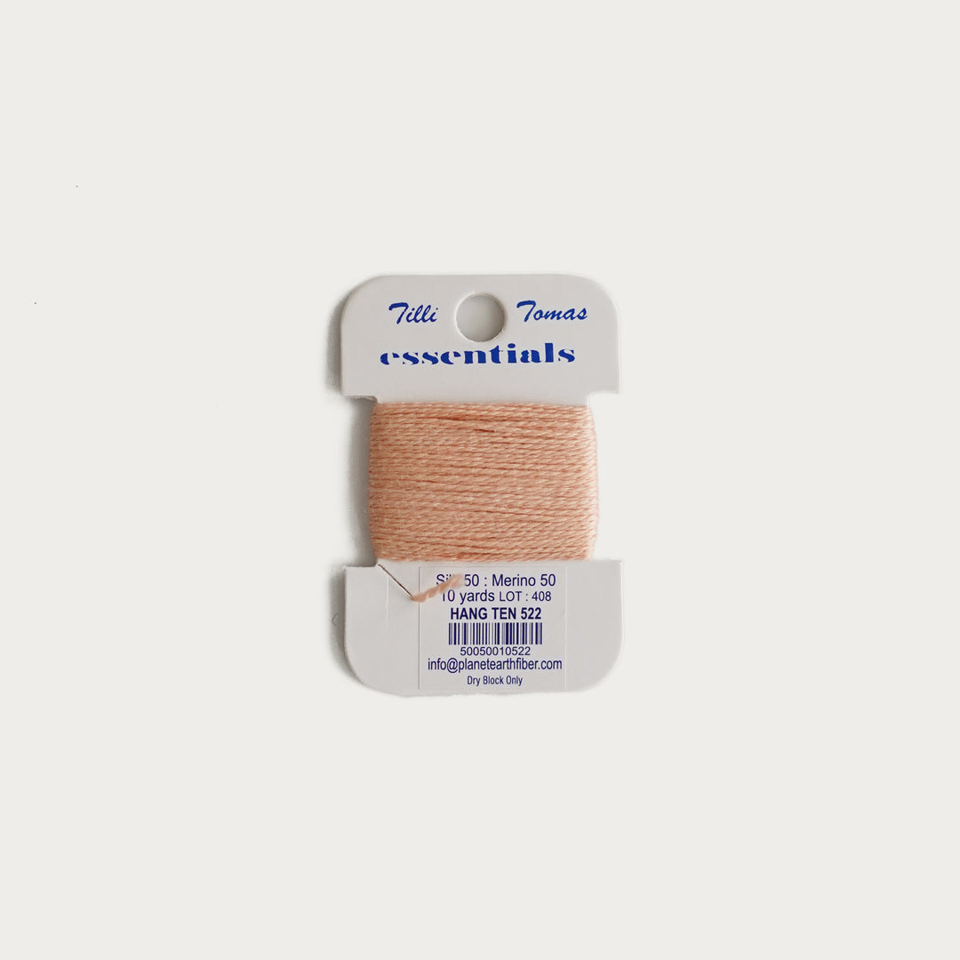 Tilli Tomas Essentials Thread Card in Hang Ten E-522 - 50% silk, 50% merino wool, perfect for 18 mesh needlepoint.