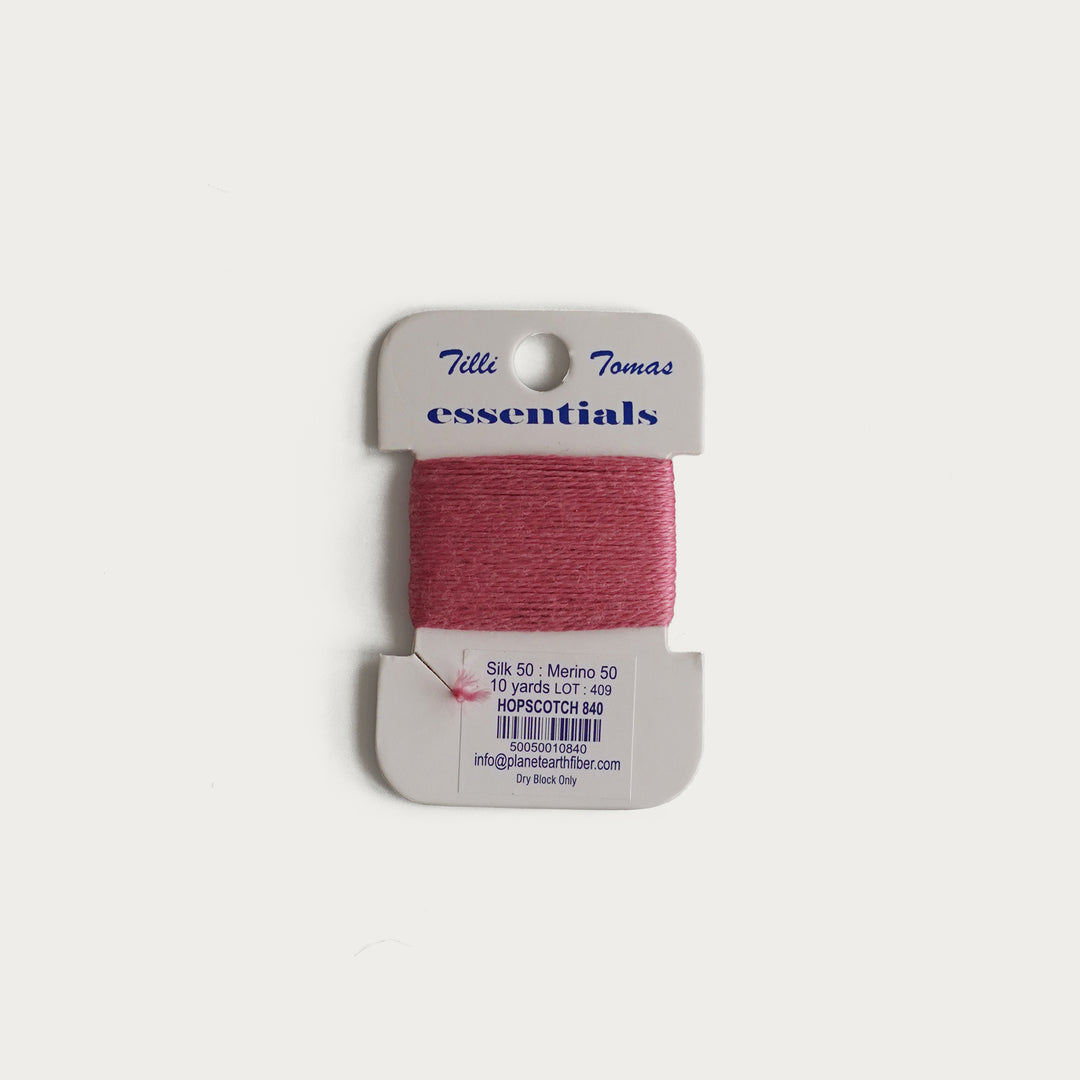 Tilli Tomas Essentials Thread Card in Hopscotch E-840 - 50% silk, 50% merino wool, perfect for 18 mesh needlepoint.