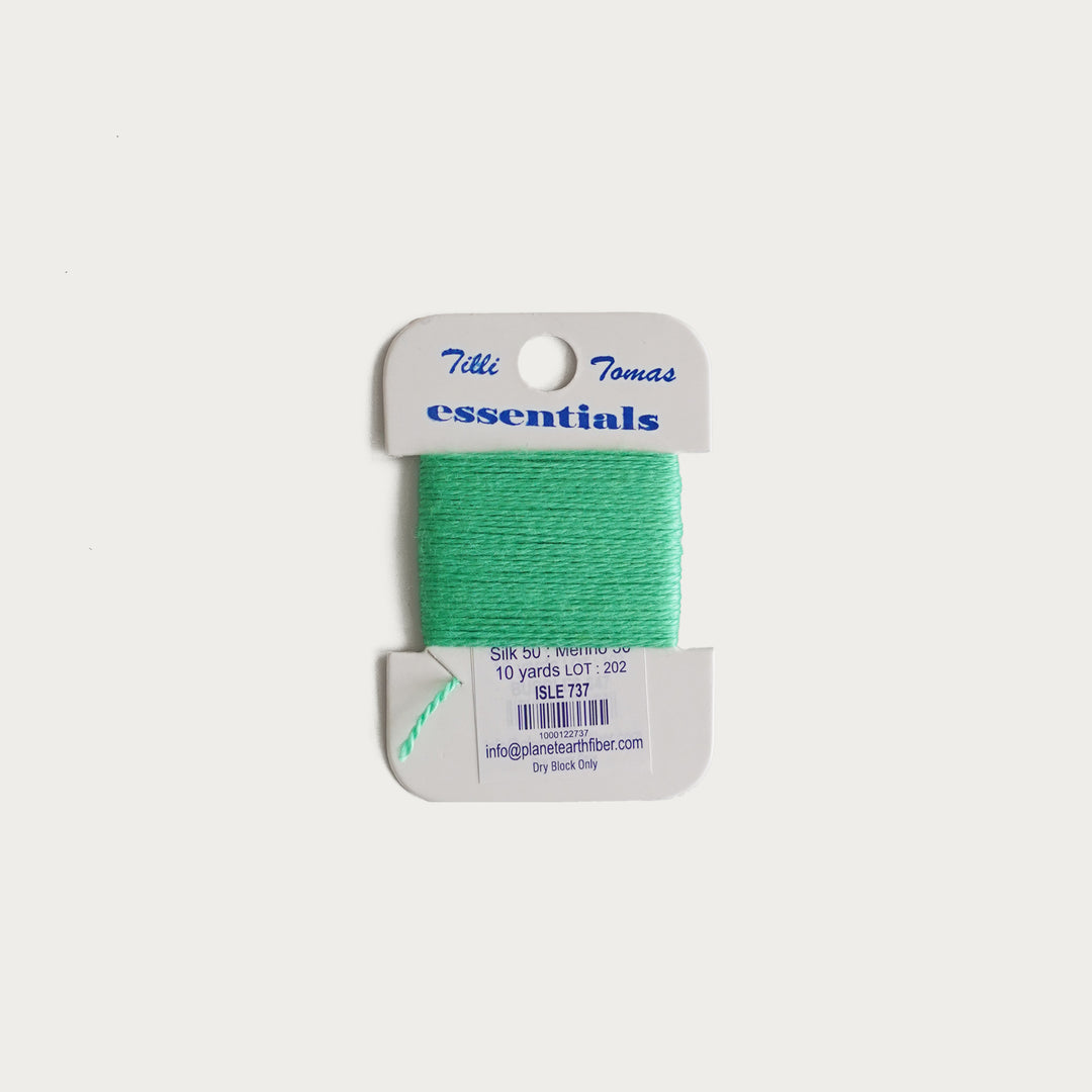 Tilli Tomas Essentials Thread Card in Isle E-737 - 50% silk, 50% merino wool, perfect for 18 mesh needlepoint.