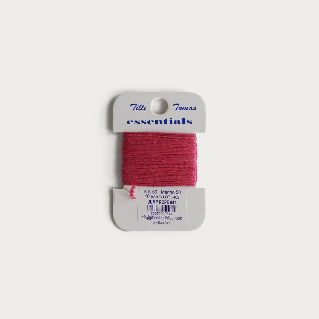 Tilli Tomas Essentials Thread Card in Jump Rope E-841 - 50% silk, 50% merino wool, perfect for 18 mesh needlepoint.