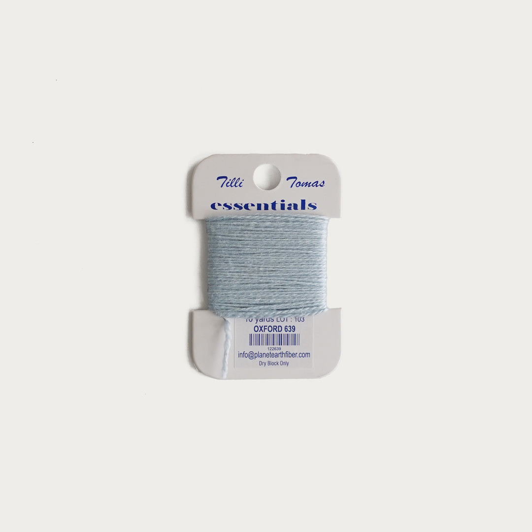 Tilli Tomas Essentials Thread Card in Oxford E-639 - 50% silk, 50% merino wool, perfect for 18 mesh needlepoint.