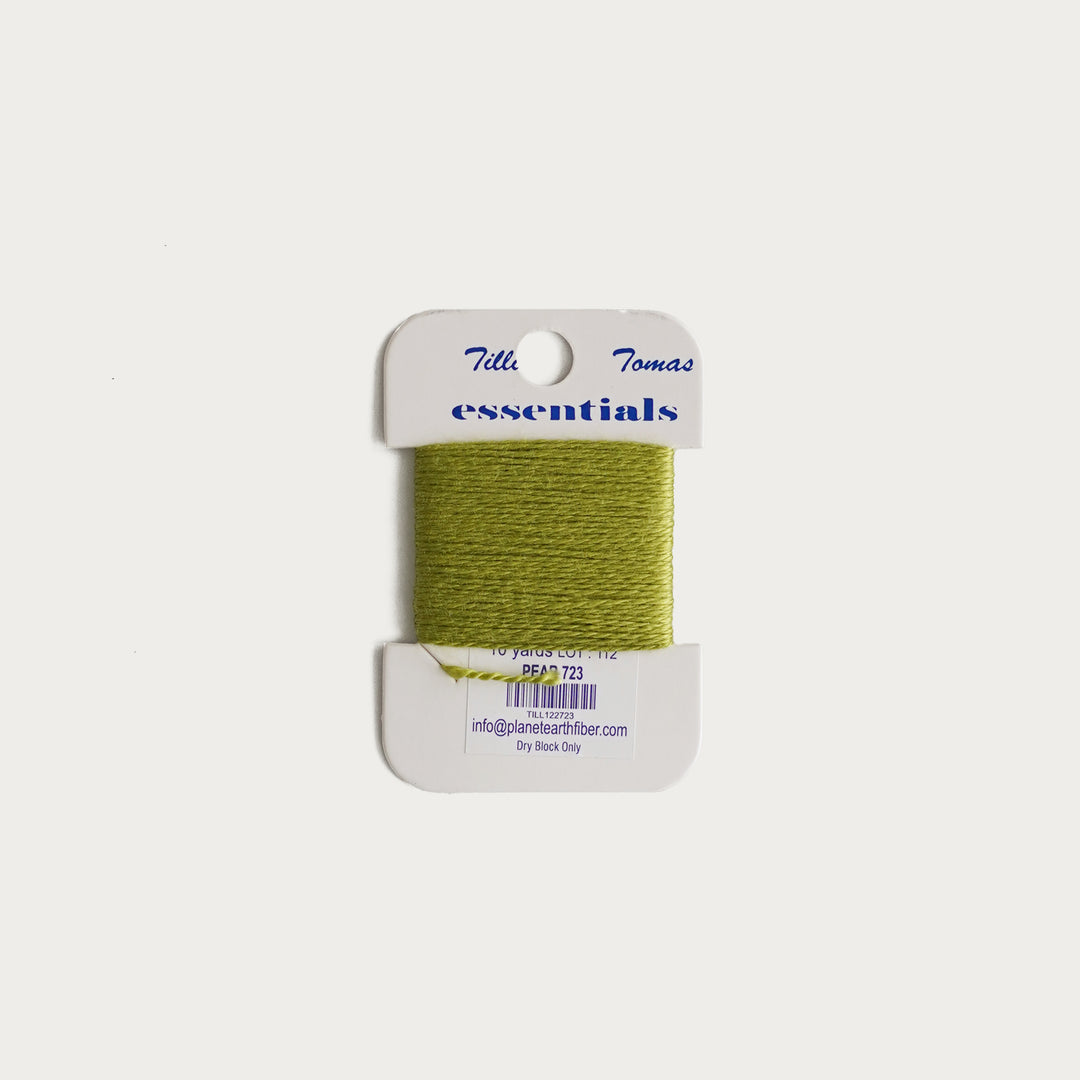 Tilli Tomas Essentials Thread Card in Pear E-723 - 50% silk, 50% merino wool, perfect for 18 mesh needlepoint.