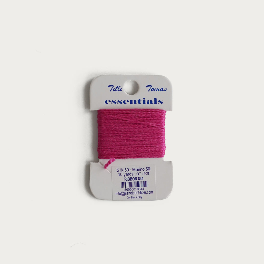 Tilli Tomas Essentials Thread Card in Ribbon E-844 - 50% silk, 50% merino wool, perfect for 18 mesh needlepoint.