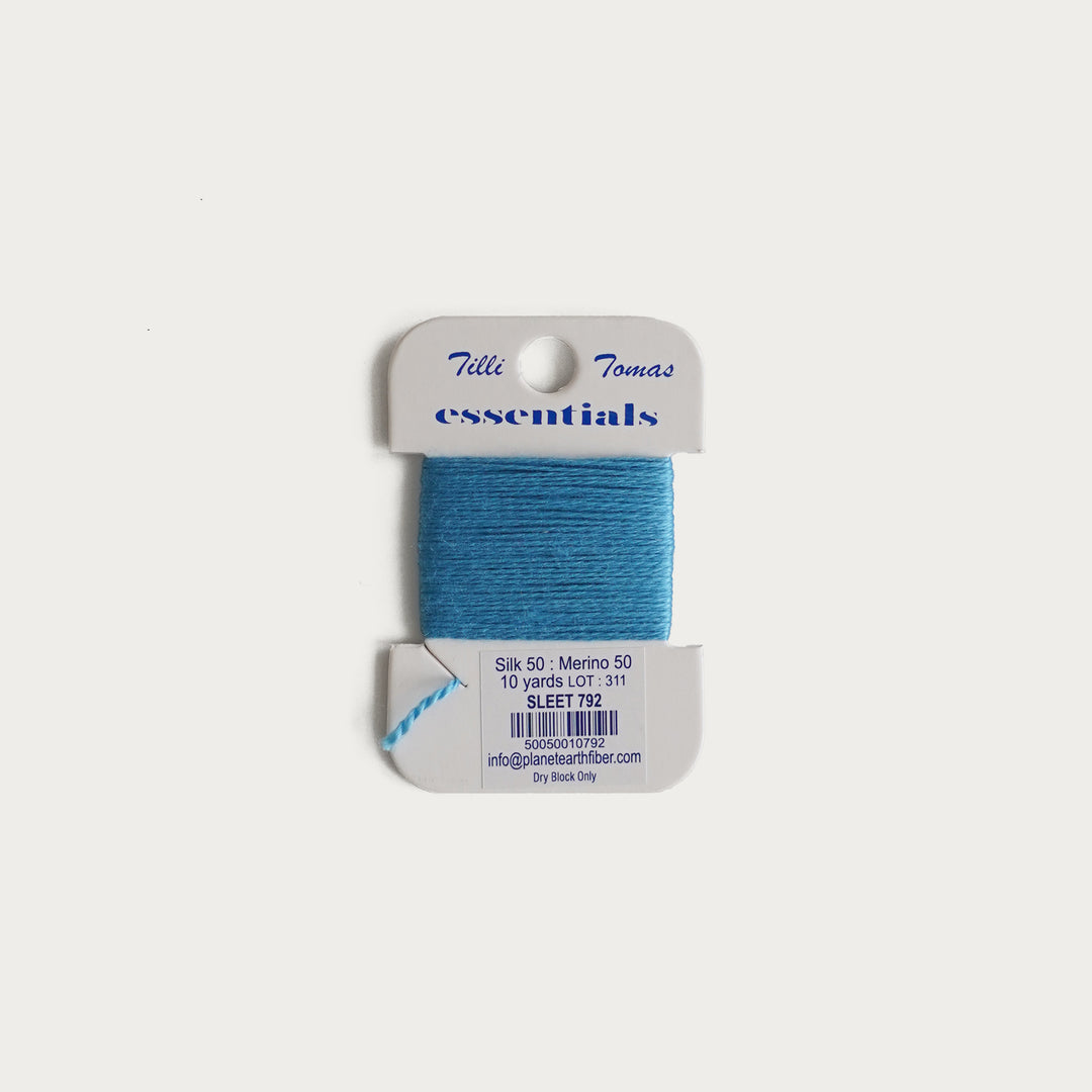 Tilli Tomas Essentials Thread Card in Sleet E-792 - 50% silk, 50% merino wool, perfect for 18 mesh needlepoint.