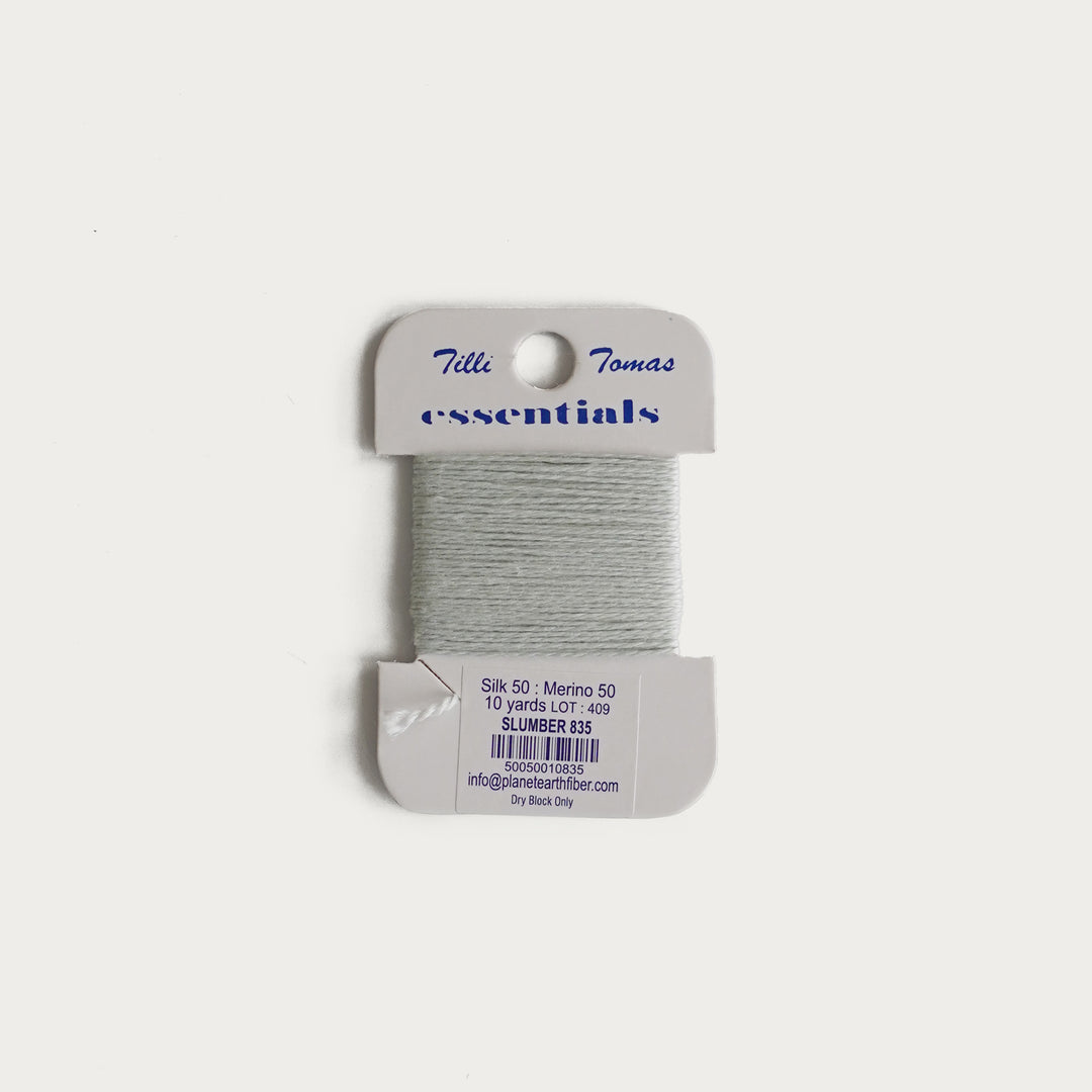 Tilli Tomas Essentials Thread Card in Slumber E-835 - 50% silk, 50% merino wool, perfect for 18 mesh needlepoint.