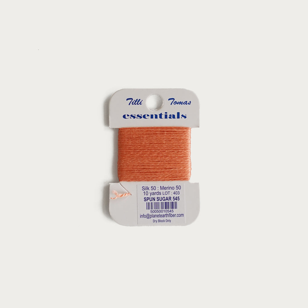 Tilli Tomas Essentials Thread Card in Spun Sugar E-545 - 50% silk, 50% merino wool, perfect for 18 mesh needlepoint.