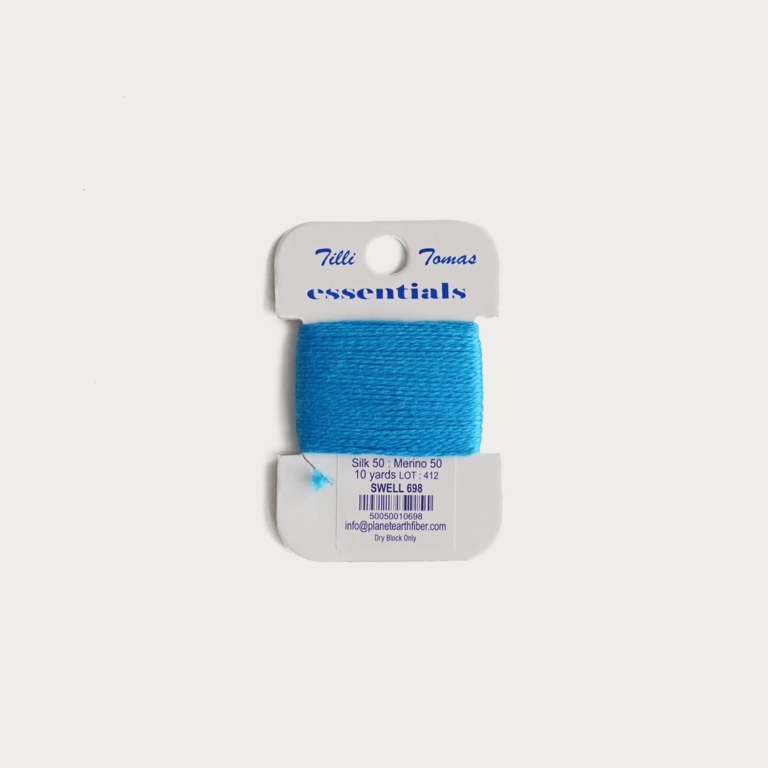 Tilli Tomas Essentials Thread Card in Swell E-698 - 50% silk, 50% merino wool, perfect for 18 mesh needlepoint.