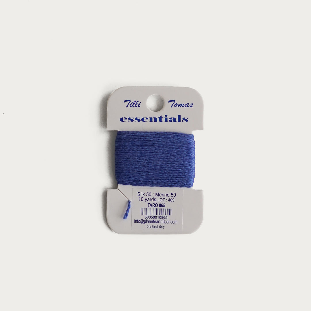 Tilli Tomas Essentials Thread Card in Taro E-865 - 50% silk, 50% merino wool, perfect for 18 mesh needlepoint.