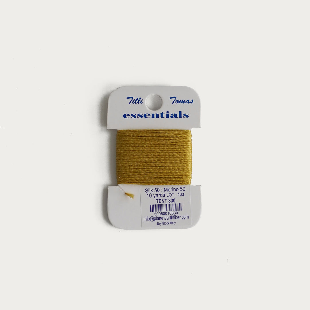 Tilli Tomas Essentials Thread Card in Tent E-830 - 50% silk, 50% merino wool, perfect for 18 mesh needlepoint.