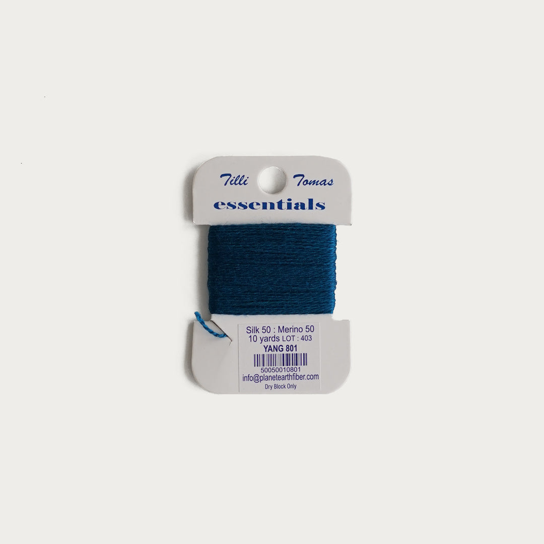 Tilli Tomas Essentials Thread Card in Yang E-801 - 50% silk, 50% merino wool, perfect for 18 mesh needlepoint.