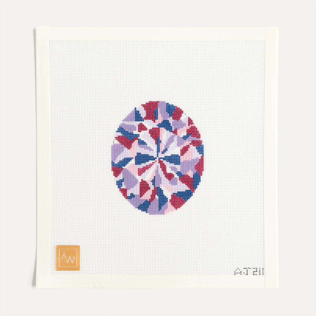 Amethyst needlepoint canvas by Audrey Wu on 18 mesh canvas