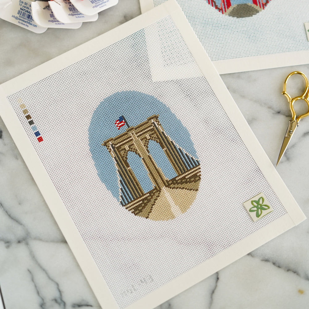 Brooklyn Bridge needlepoint canvas on 13 mesh by Dogwood Needlepoint