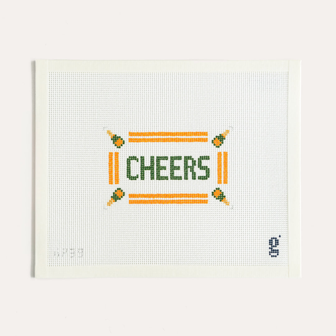 CHEERS needlepoint canvas on 13 mesh festive celebration design