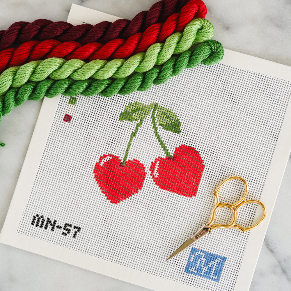 Cherry Love Bomb 13 mesh needlepoint canvas by Maura Nolan
