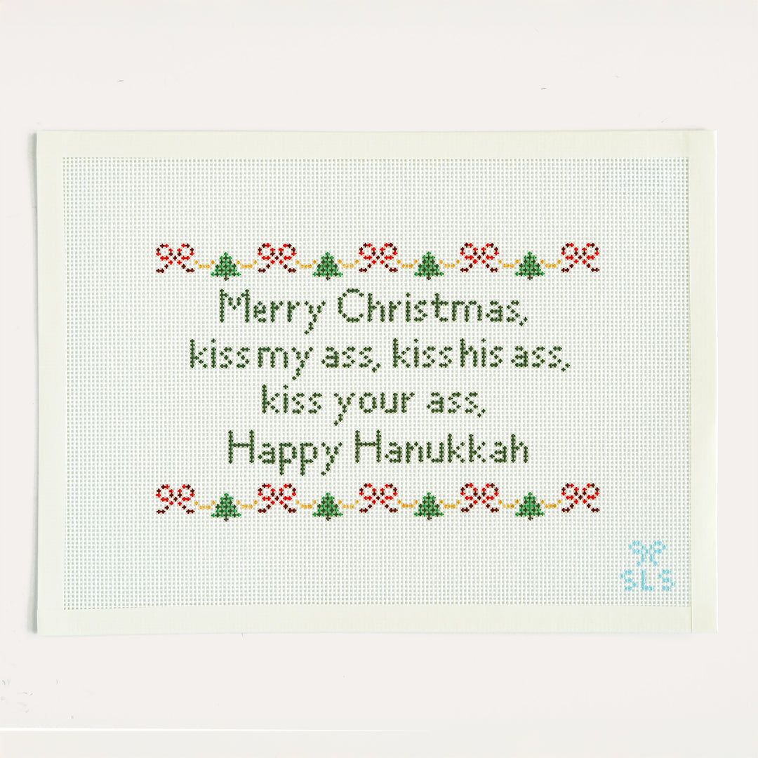 Clark Griswold Merry Christmas needlepoint canvas by SLS Needlepoint on 13 mesh, comedic holiday design