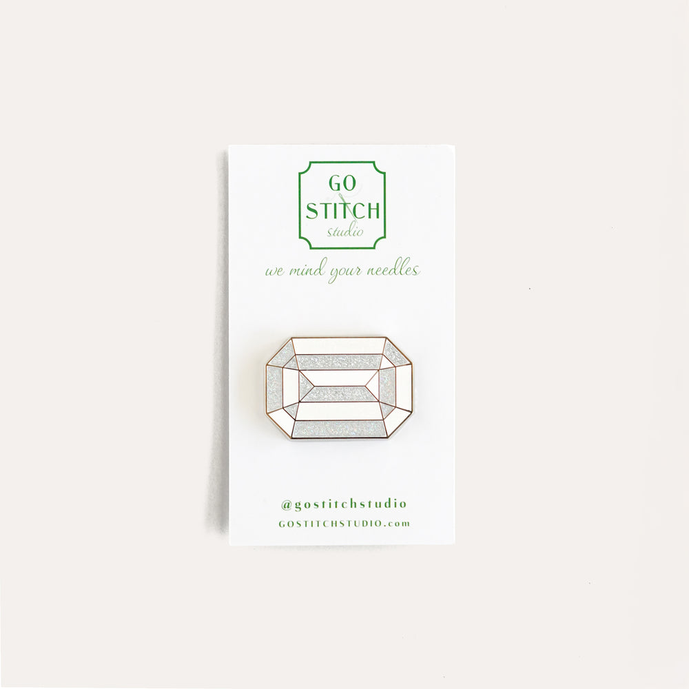 Crown Jewel Needle Minder by Go Stitch Studio with glitter accents and dual N52 magnets