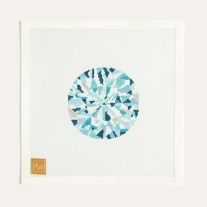 Diamond needlepoint canvas with 4x4 inch design on 18 mesh by designer Audrey Wu