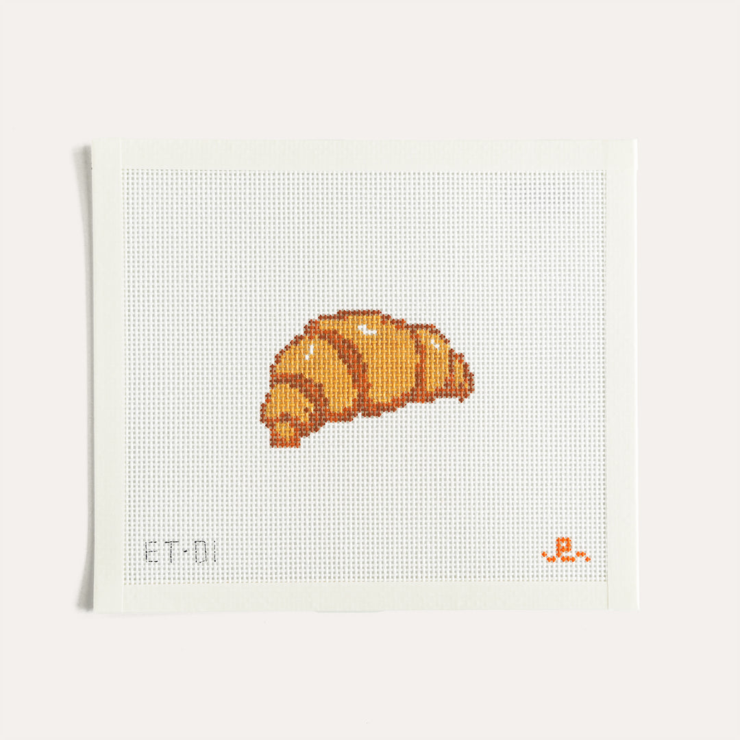 Elizabeth Taylor croissant needlepoint canvas 13 mesh pastry design