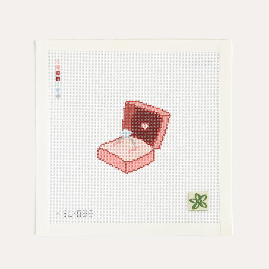 engagement ring box by dogwood needlepoint in 18 mesh