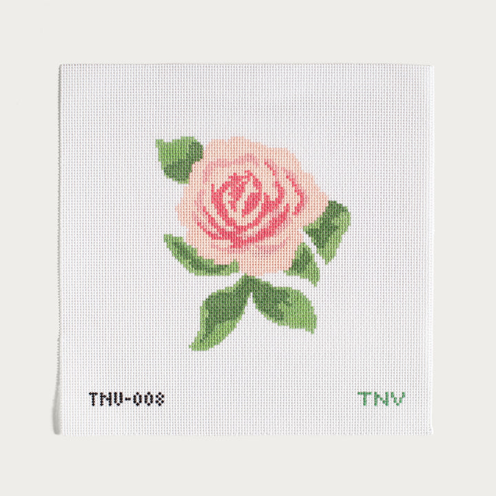 Hand-painted English Rose needlepoint canvas with a classic floral design.