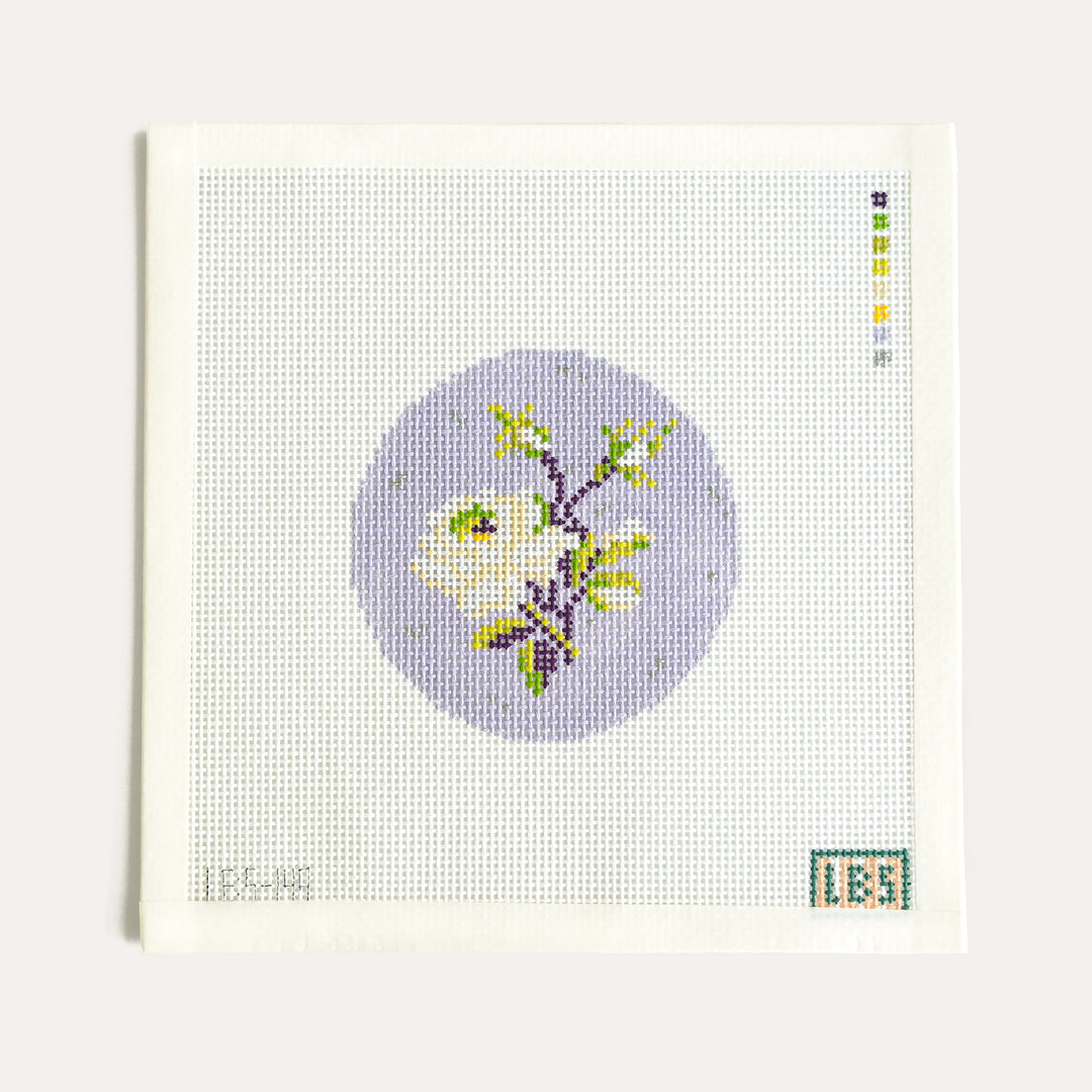 Fleur Méridienne D 13 mesh needlepoint canvas with soft floral design by Le Beau Stitch