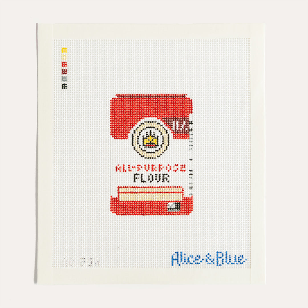 For the Baker flour bag needlepoint canvas by Alice and Blue on 18 mesh canvas