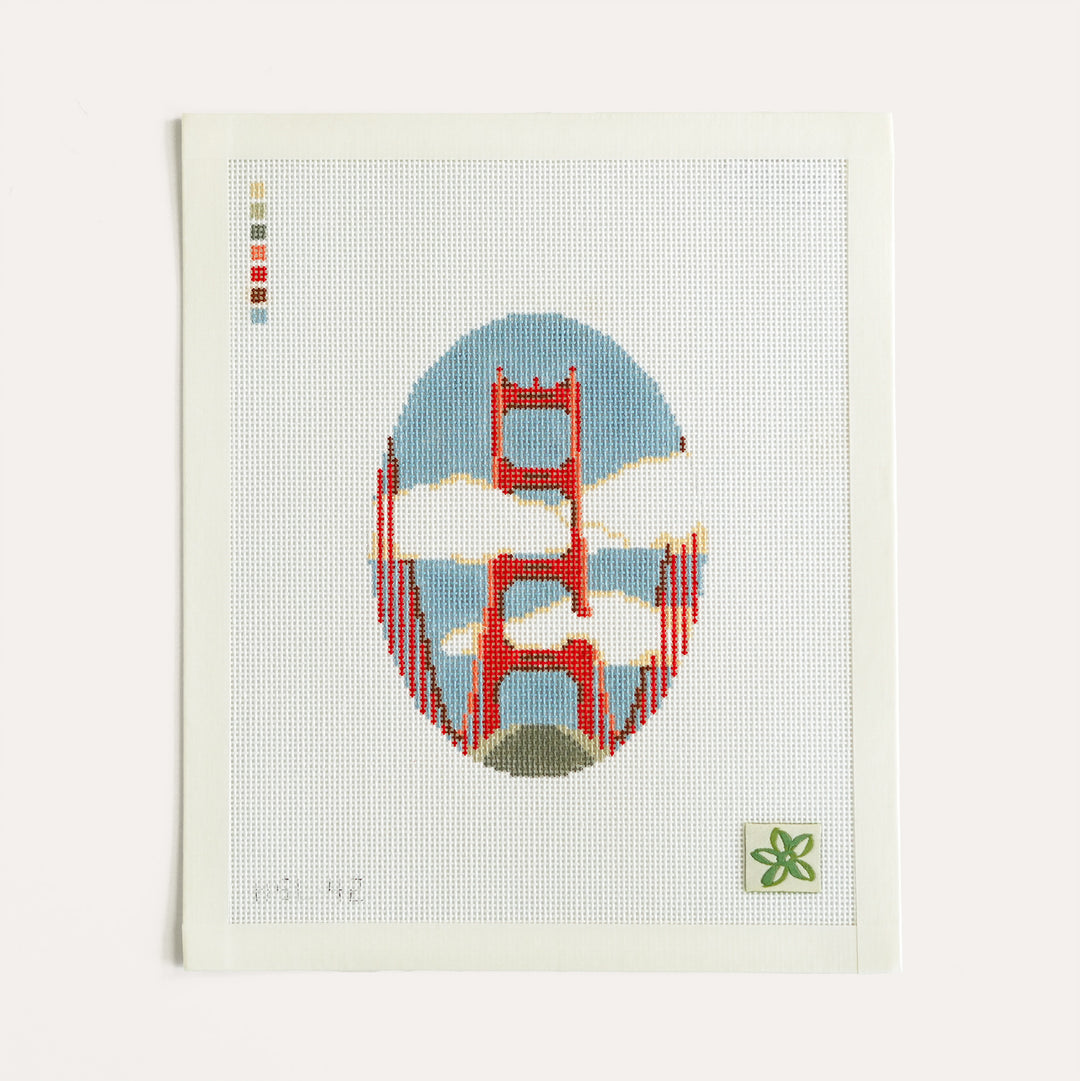 Golden Gate Bridge needlepoint canvas on 13 mesh with San Francisco design by Dogwood
