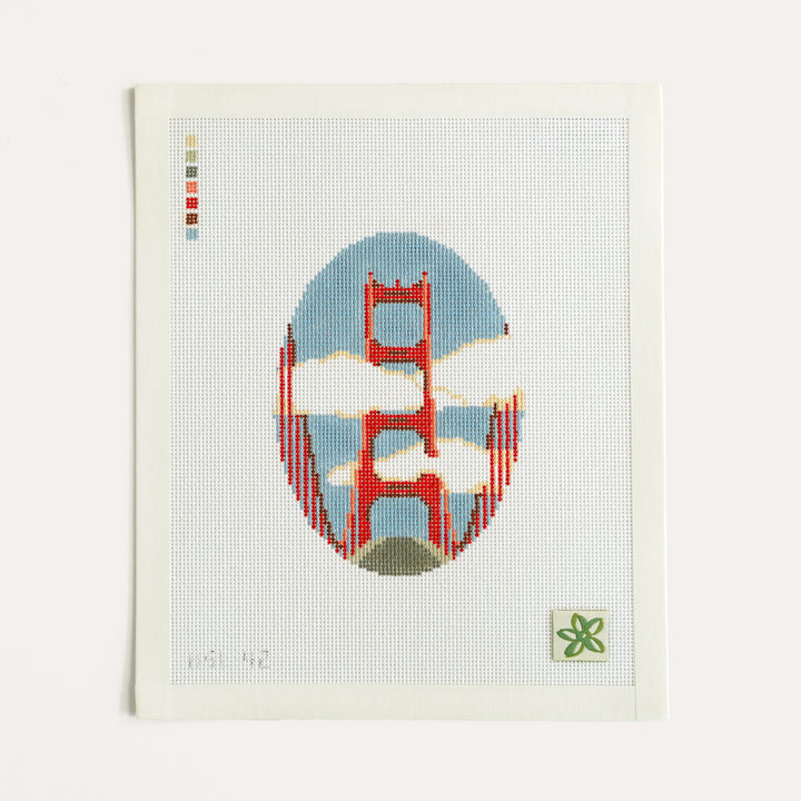 Golden Gate Bridge needlepoint canvas on 13 mesh with San Francisco design by Dogwood