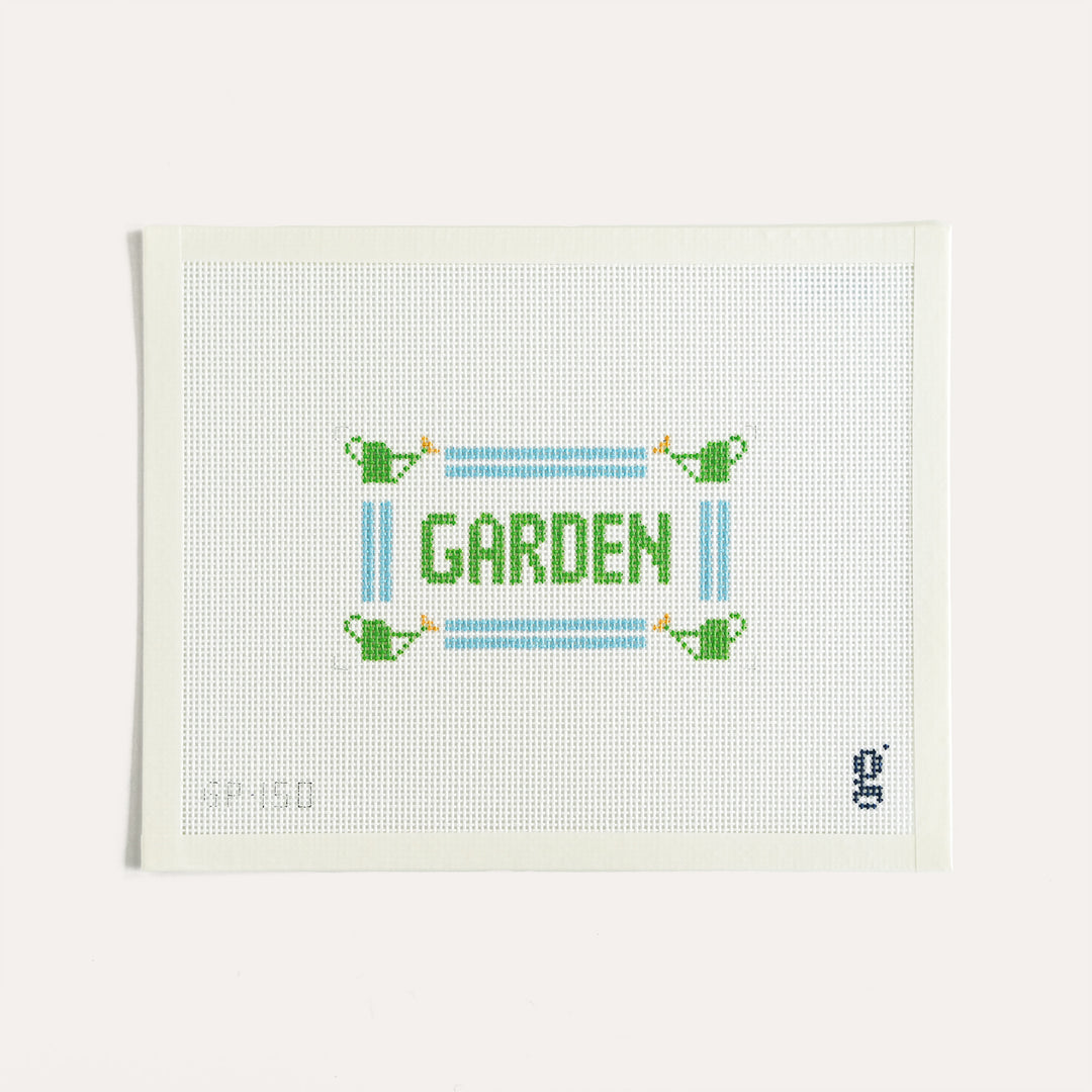 Goodpoint Needlepoint Garden Sign canvas on 13 mesh with floral design