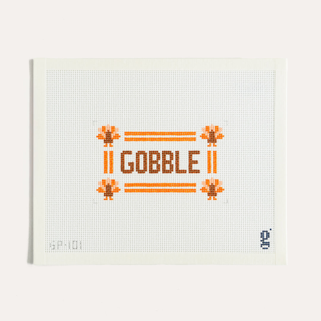 Goodpoint Needlepoint Gobble needlepoint canvas on 13 mesh holiday design