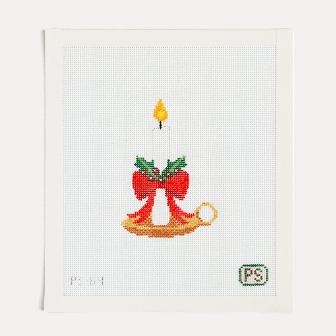 Christmas Holiday Chamberstick Needlepoint Canvas by Prepsetter in 18 mesh