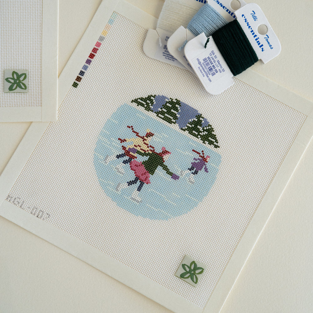 ice skates needlepoint canvas by dogwood needlepoint
