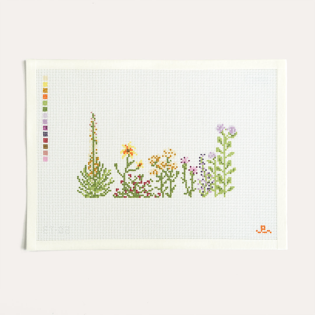 Kansas Wildflowers needlepoint canvas on 13 mesh with floral design