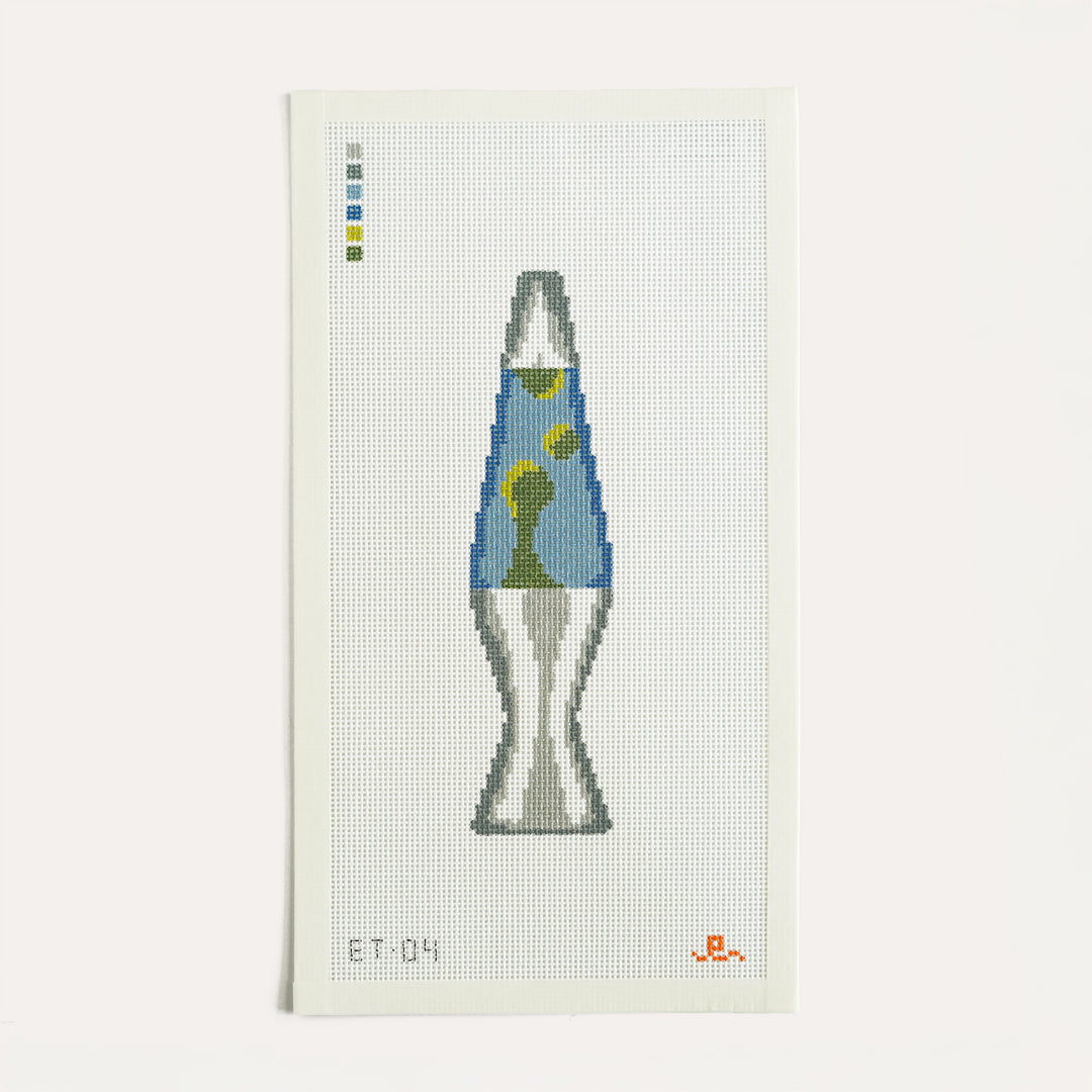 Lava Lamp needlepoint canvas on 13 mesh with colorful retro design
