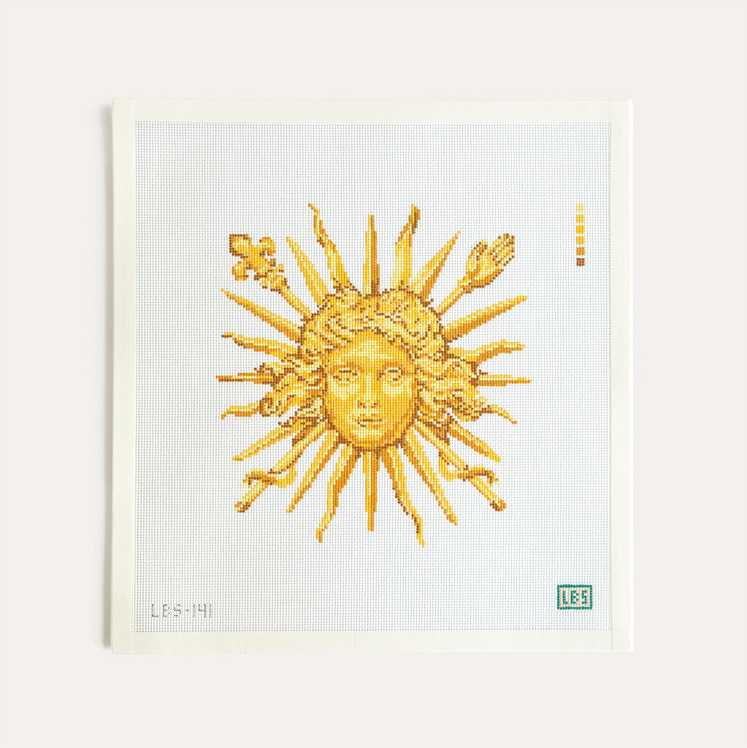Le Roi Soleil hand-painted needlepoint canvas inspired by the Sun King of France